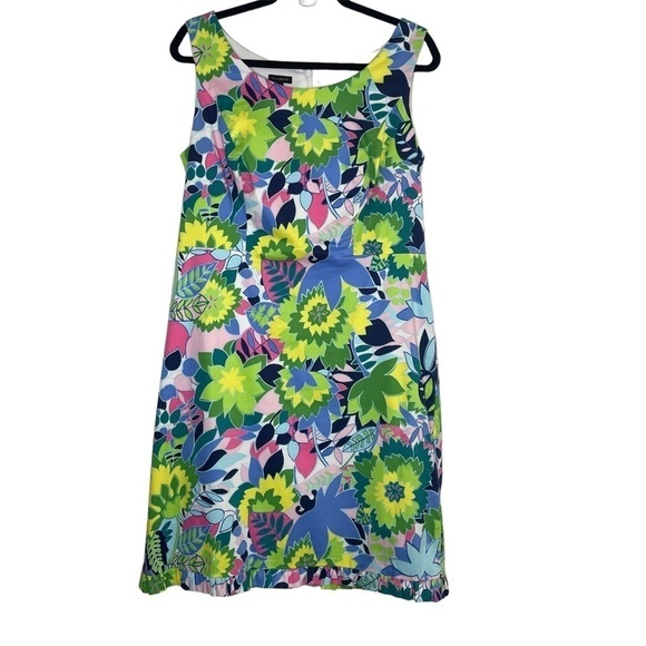 Talbots Floral Multicolor Sleeveless Sheath Dress Pink Blue Green Spring - Picture 1 of 9
